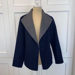 Talbots Navy/Grey Wool Jacket, Size L Petite